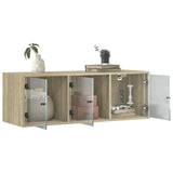 Wall Cabinet with Glass Doors Sonoma Oak 102x37x35 cm 836513