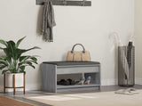 Hall Bench with Cushion with Shelf Grey Sonoma 63 x 38 x 45 cm 891573
