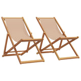 Folding Beach Chairs 2 pcs Taupe Fabric and Solid Wood 3214499