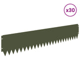 Lawn Edging 30 pcs 103 x 20 cm Steel Olive Green 8008382