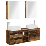 Bathroom Furniture Set 5 pcs Old Wood Engineered Wood and Glass 3406853