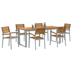 Garden Dining Set 7 pcs Grey and brown Solid acacia wood 3284349