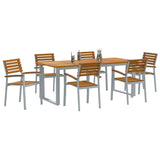 Garden Dining Set 7 pcs Grey and brown Solid acacia wood 3284349