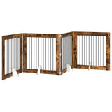 Dog Gate with Stands 4 pcs Smoked Oak 100 x 100 cm 892033