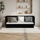 Day Bed without Mattress Black 75x190 cm Small Single Solid Wood Pine 821578