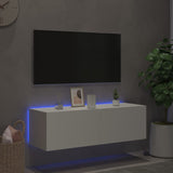 TV Wall Cabinet with LED Lights White 100x35x31 cm 837295