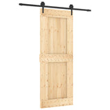 Sliding Door Natural and Black 80 x 210 cm Solid Pine Wood 3445126
