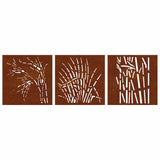 Garden Wall Decorations 3 pcs 55x55 cm Corten Steel Grass Design 824509