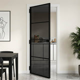 Interior Door 76 x 201.5 cm Tempered Glass and Aluminium 42054101