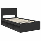 Bed Frame with Headboard Black 100 x 200 cm Solid Pine Wood 3410637