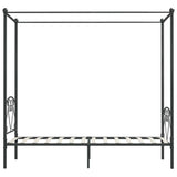 284440 Canopy Bed Frame without Mattress Grey Metal 90x200 cm