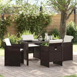 Garden Dining Set 5 pcs Brown Poly Rattan 3380602