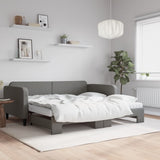Daybed with Trundle and Mattresses Dark Grey 90x190 cm Fabric 3196888