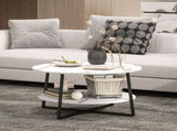 Two-Tier Marble-Effect Coffee Table - White/Black T3398P342304