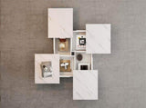 Modern square coffee table with marble look, Centre Tea Table with 4 Sliding Drawers, Coffee End N605P375112W