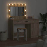 Dressing Table with Mirror Lights 2 pcs Brown Engineered wood 3334229