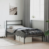 Metal Bed Frame without Mattress with Headboard Black 100x200cm 355360