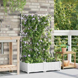 Garden Planter 2 pcs White 80 x 40 x 125.5 cm Plastic 42002905