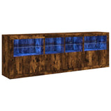 Sideboard with LED Lights Smoked Oak 202x37x67 cm 3209013