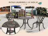 3 Piece Garden Bistro Set Aluminium Outdoor Furniture Set for 2 Patio Chairs and Table with Umbrella T3398P318668