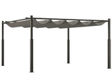 3 x 3 Metal Pergola with Retractable Roof and Magnetic Fixture, Outdoor Gazebo Garden Pergola Kit T3398P320117