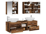 Bathroom Furniture Set 5 pcs Old Wood Engineered Wood and Glass 3406957