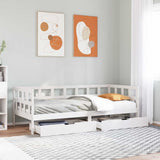 Daybed with Drawers without Mattress White 90x190 cm Single Solid Wood 3302088