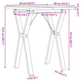 ZNTS Dining Table Y-Frame 60x60x75.5 cm Solid Wood Pine and Steel 3282780