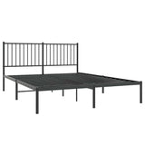 Metal Bed Frame without Mattress with Headboard Black 150x200cm 350866
