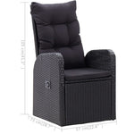 3 Piece Garden Dining Set with Cushions Black Poly Rattan 3095352