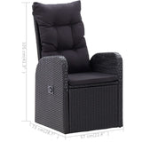 3 Piece Garden Dining Set with Cushions Black Poly Rattan 3095352