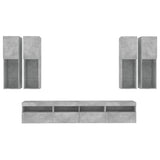 7 Piece TV Wall Cabinet Set with LED Lights Concrete Grey 3216774