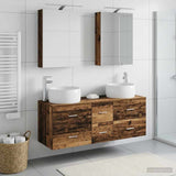 Bathroom Furniture Set 5 pcs Old Wood Engineered Wood and Glass 3407037