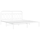 Metal Bed Frame without Mattress with Headboard White 160x200cm 377169