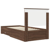 Bed Frame Brown Oak and Silver 75 x 190 cm Engineered Wood 3409718