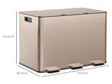 45L Triple Compartment Stainless Steel Bin, with Deodoriser Holders - Gold Tone T3398P328325