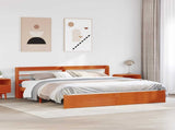 Bed Frame with Headboard Wax Brown 200 x 200 cm Solid Pine Wood 3422751