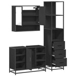 ZNTS 3 Piece Bathroom Furniture Set Black Engineered Wood 3301180