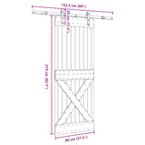 Sliding Door NARVIK Natural and Black 80 x 210 cm 3445348