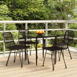 5 Piece Garden Dining Set Black Poly Rattan 3157881