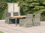 5 Piece Garden Dining Set Grey Poly Rattan&Solid Wood Acacia 3157629