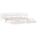 Daybed with Trundle and Drawers without Mattress White 90x190 cm Single 3302236