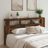 LED Headboard Smoked Oak 200 cm Engineered Wood 837369