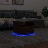 Coffee Table with LED Lights Brown Oak 50x49x40 cm 839832