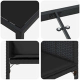 Garden Dining Set with Cushion 5 pcs Black Poly Rattan 3380010