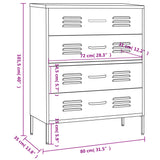 Chest of Drawers Olive Green 80x35x101.5 cm Steel 336198