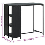 Bar Table with Storage Rack Black 120x60x110 cm Poly Rattan 313476