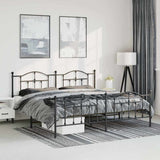 Metal Bed Frame without Mattress with Footboard Black 183x213cm 353462