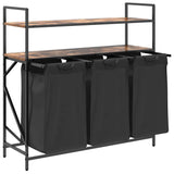 Laundry Basket 3 Compartments with Shelves Smoked Oak 859082