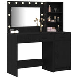 Dressing Table with Mirror Lights 2 pcs Black Engineered Wood 3334264